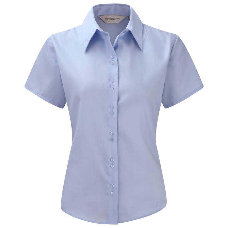 Damen Bluse Absolut Bügelfrei Kurzarm in hellblau