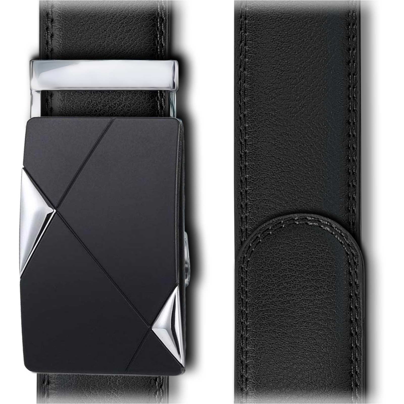 Automatik Herren Ledergürtel Design Dreiecke schwarz