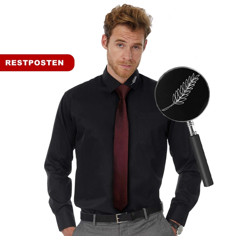 EASY-CARE Langarm Hemd Palmenzweig® schwarz