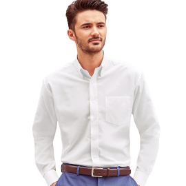 Button Down Bestatter Hemd Langarm weiß