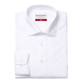 Matteo Morati® Slim Fit Hemd, Fb.weiß Langarm Twill-Q