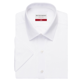 Matteo Morati® Slim Fit Hemd, Fb.weiß Kurzarm Twill-Q