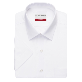 Matteo Morati® Modern Fit Hemd, Fb.weiß Kurzam Twill-Q