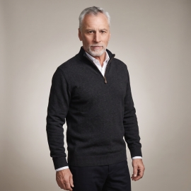 BASIC Strickpullover mit Zip DALLAS