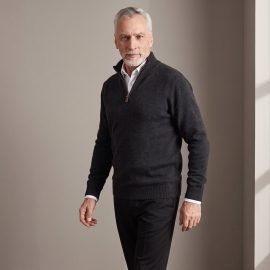 BASIC Strickpullover mit Zip DALLAS