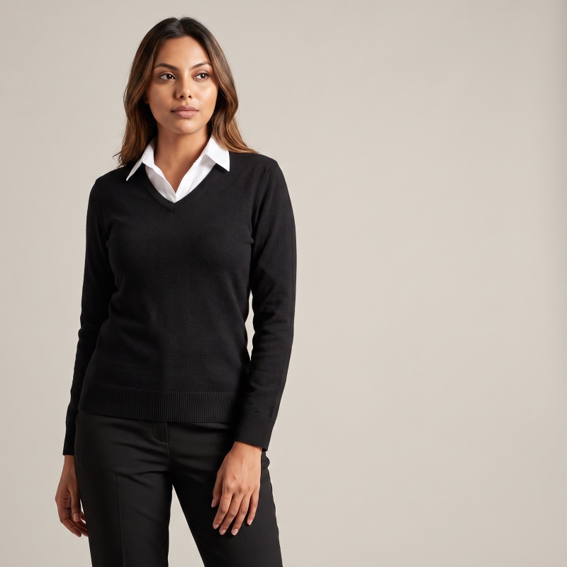 BASIC Damen Strickpullover mit V-Ausschnitt ATLANTA