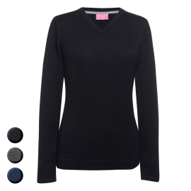 BASIC Damen Strickpullover mit V-Ausschnitt ATLANTA