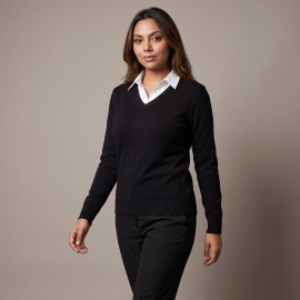 BASIC Damen Strickpullover mit V-Ausschnitt ATLANTA