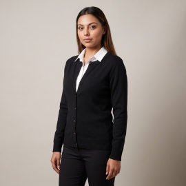 BASIC Damen Strickjacke mit Rundhals-Ausschnitt SEATTLE