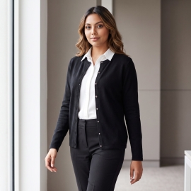 BASIC Damen Strickjacke mit Rundhals-Ausschnitt SEATTLE