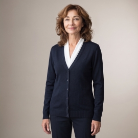 BASIC Damen Strickjacke mit V-Ausschnitt AUGUSTA