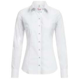 Premium Langarm Damen Bluse SLIM FIT - WEISS