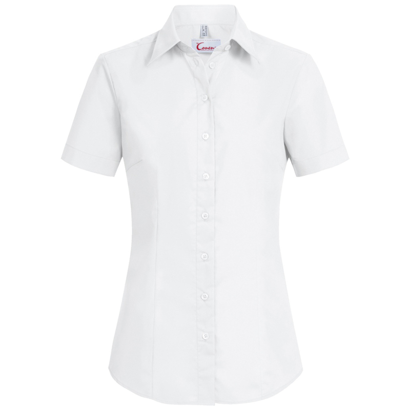 Premium Kurzarm Damen Bluse REGULAR FIT - WEISS