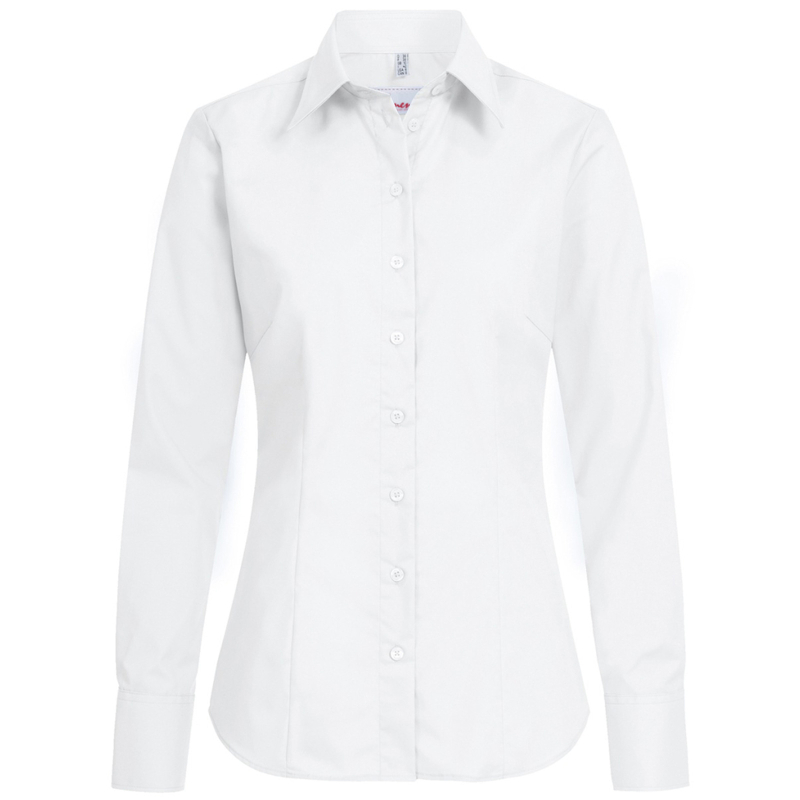 Premium Langarm Damen Bluse REGULAR FIT - WEISS