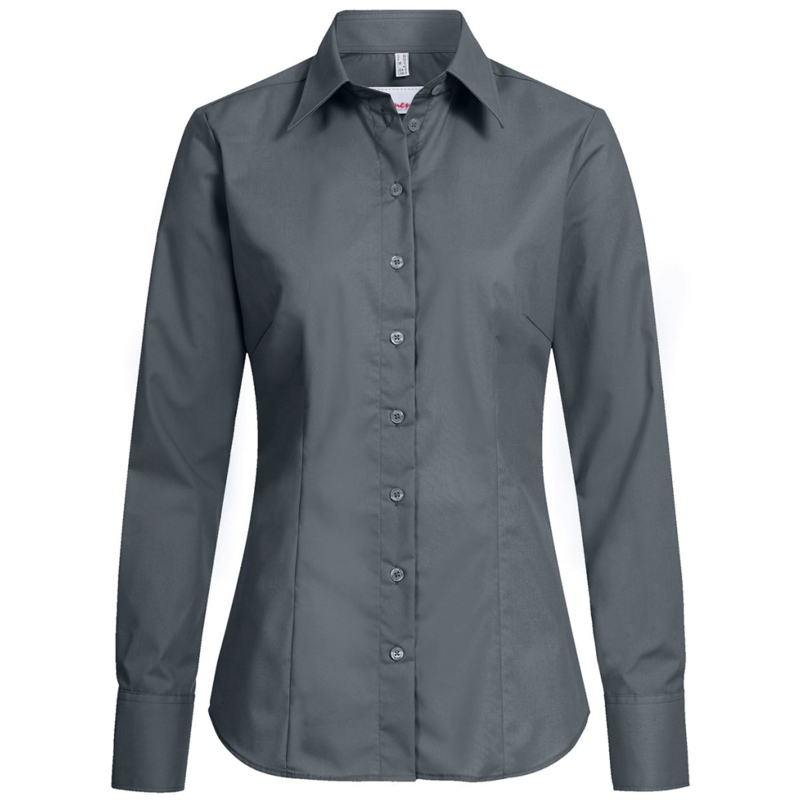 Premium Langarm Damen Bluse REGULAR FIT - ANTHRAZIT