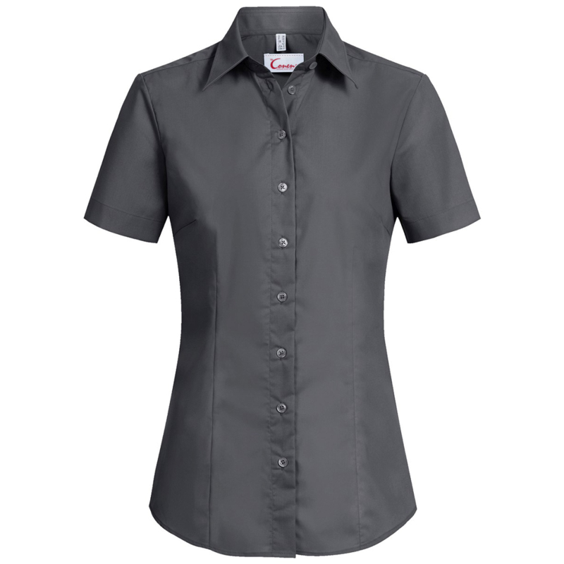 Premium Kurzarm Damen Bluse REGULAR FIT - ANTHRAZIT