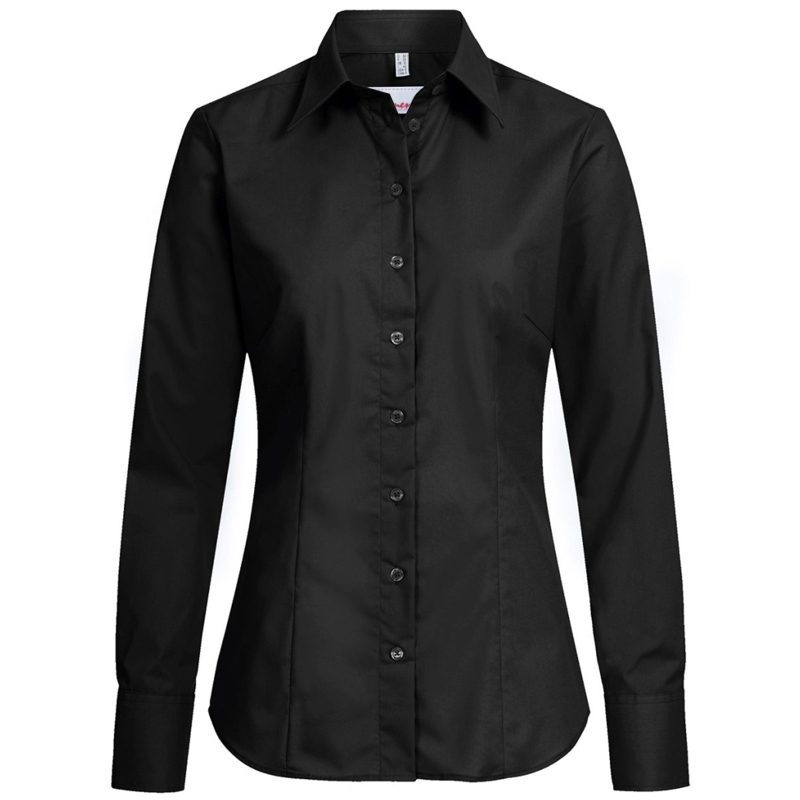 Premium Langarm Damen Bluse REGULAR FIT - SCHWARZ