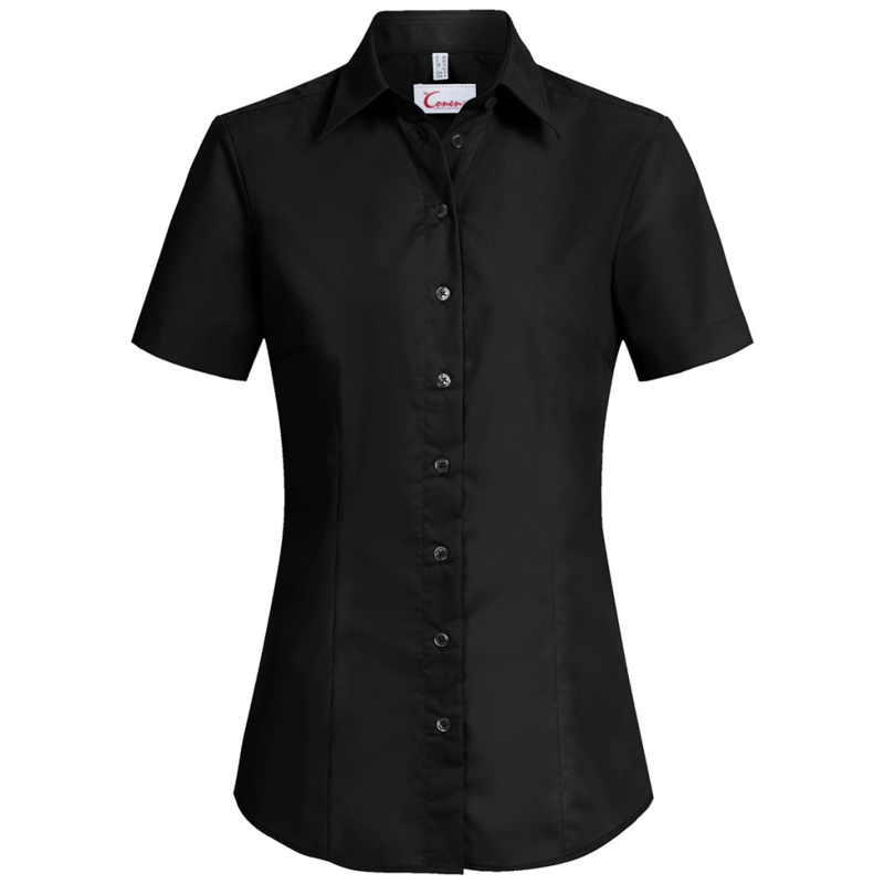 Premium Kurzarm Damen Bluse REGULAR FIT - SCHWARZ