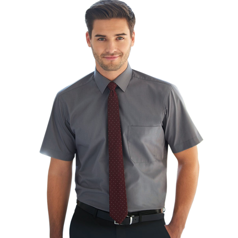 Herren Hemd Comfort Fit Kurzarm - mittelgrau