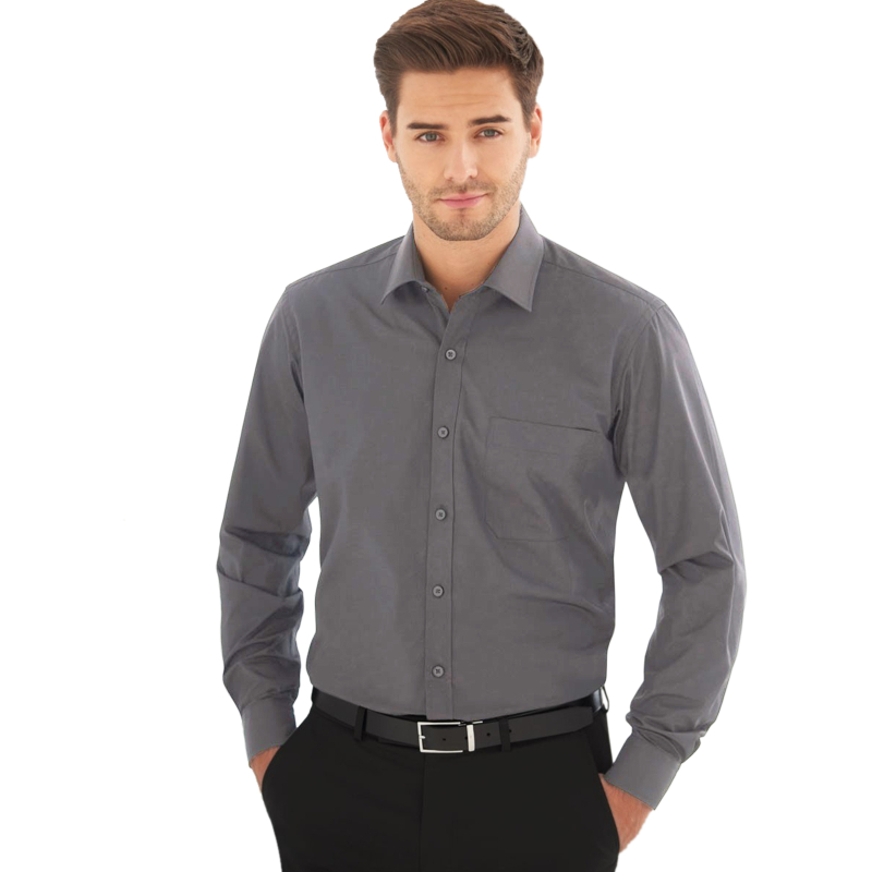 Herren Hemd Comfort Fit Langarm - mittelgrau