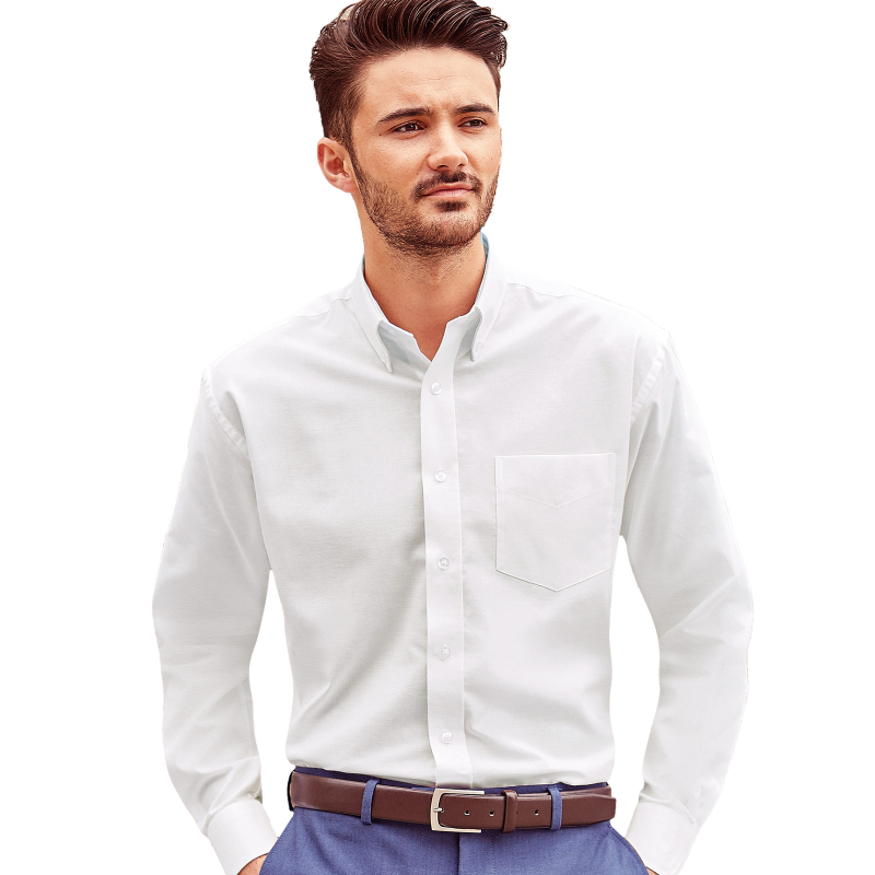 Button Down Bestatter Hemd Langarm weiß