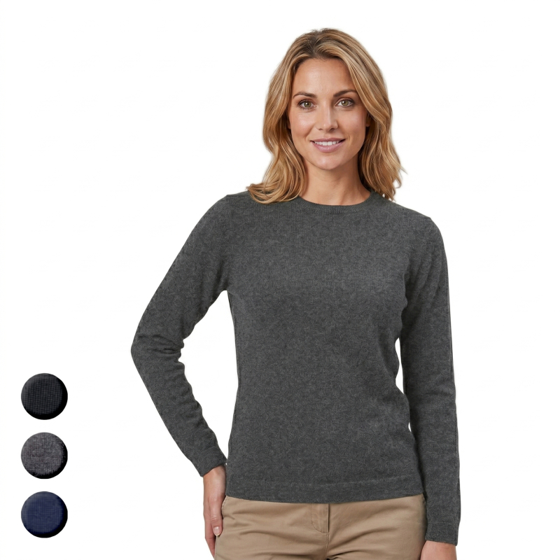 BASIC Damen Strickpullover mit Rundhals-Ausschnitt HELENA