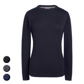 BASIC Damen Strickpullover mit Rundhals-Ausschnitt HELENA