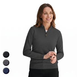 BASIC Damen Strickpullover mit Zip-Reißverschluss...